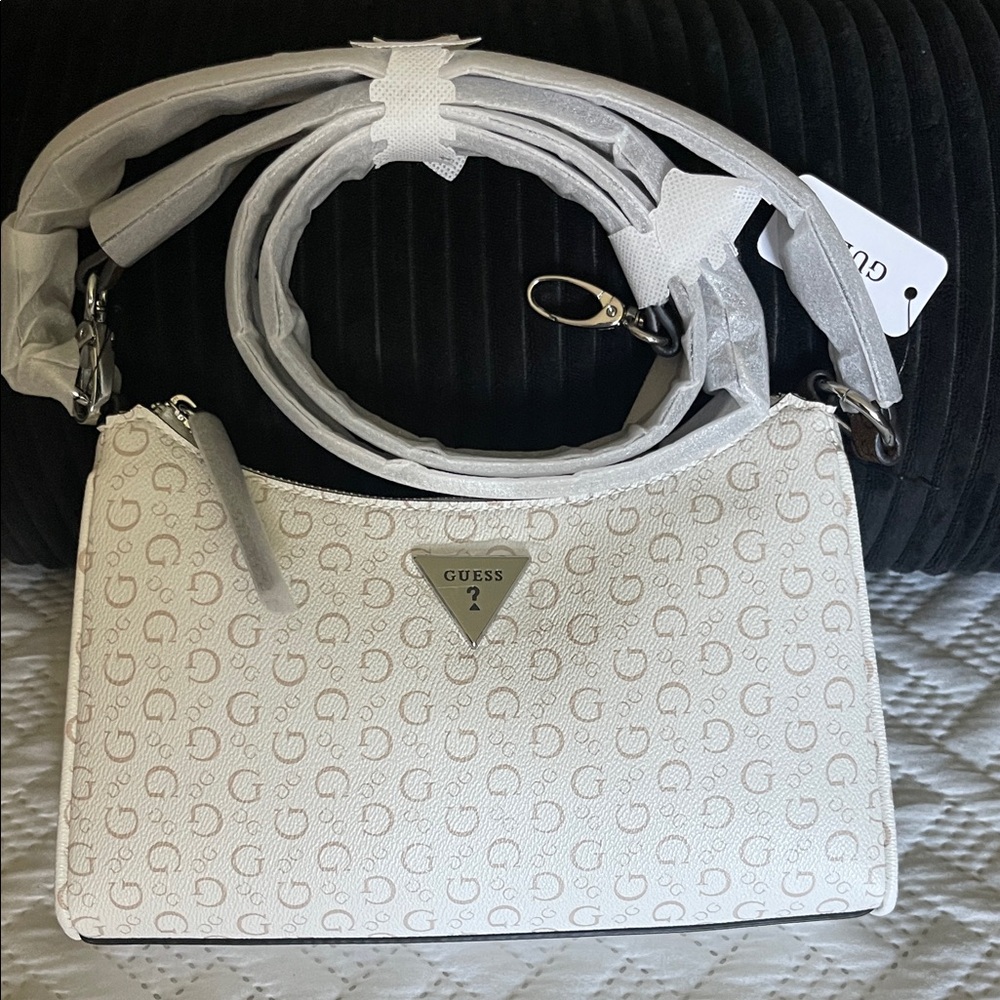 GUESS Off-White Signature Logo Jillian Mini Crossbody Bag